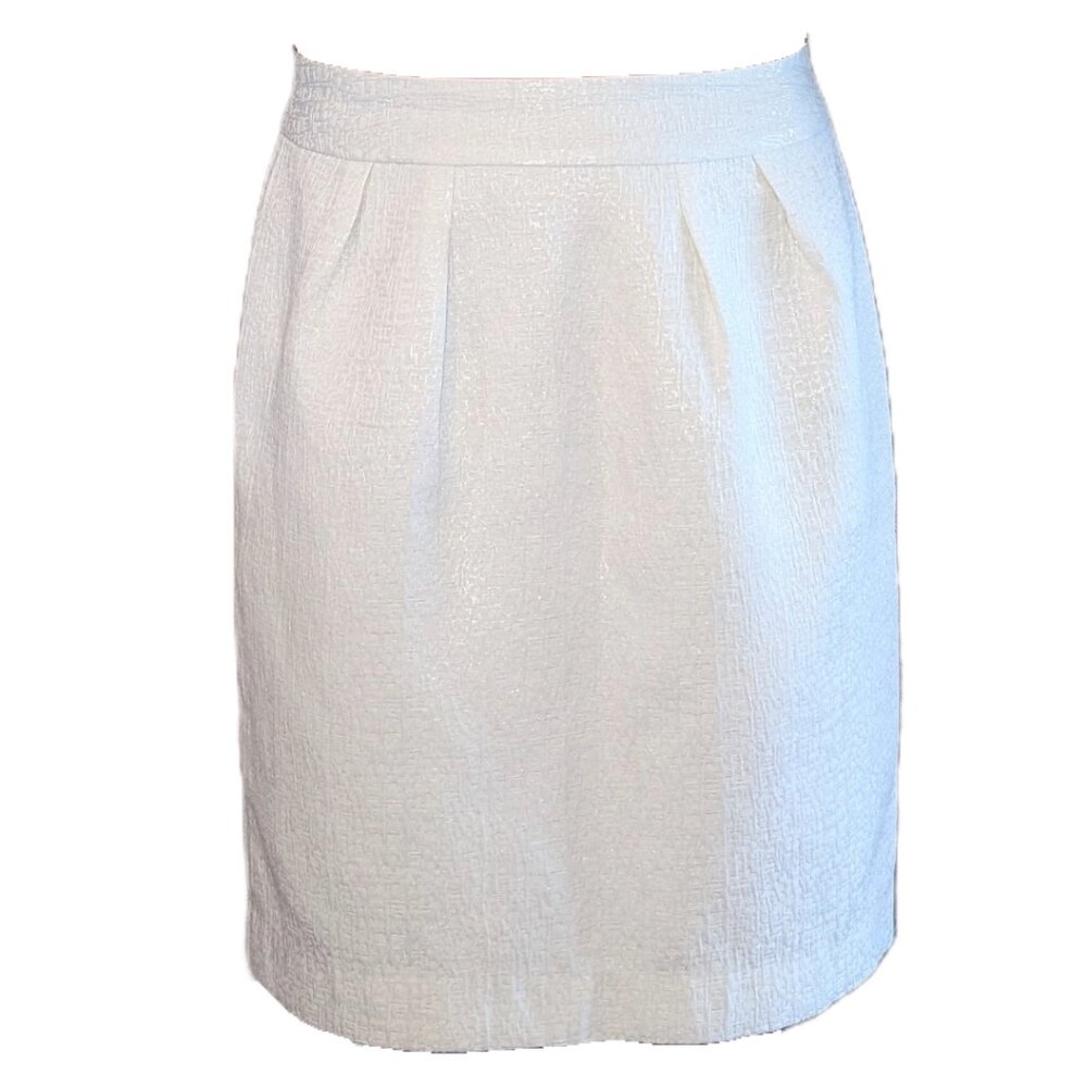 Banana Republic White Shimmering Jacquard Skirt Sz 10 - Picture 1 of 5